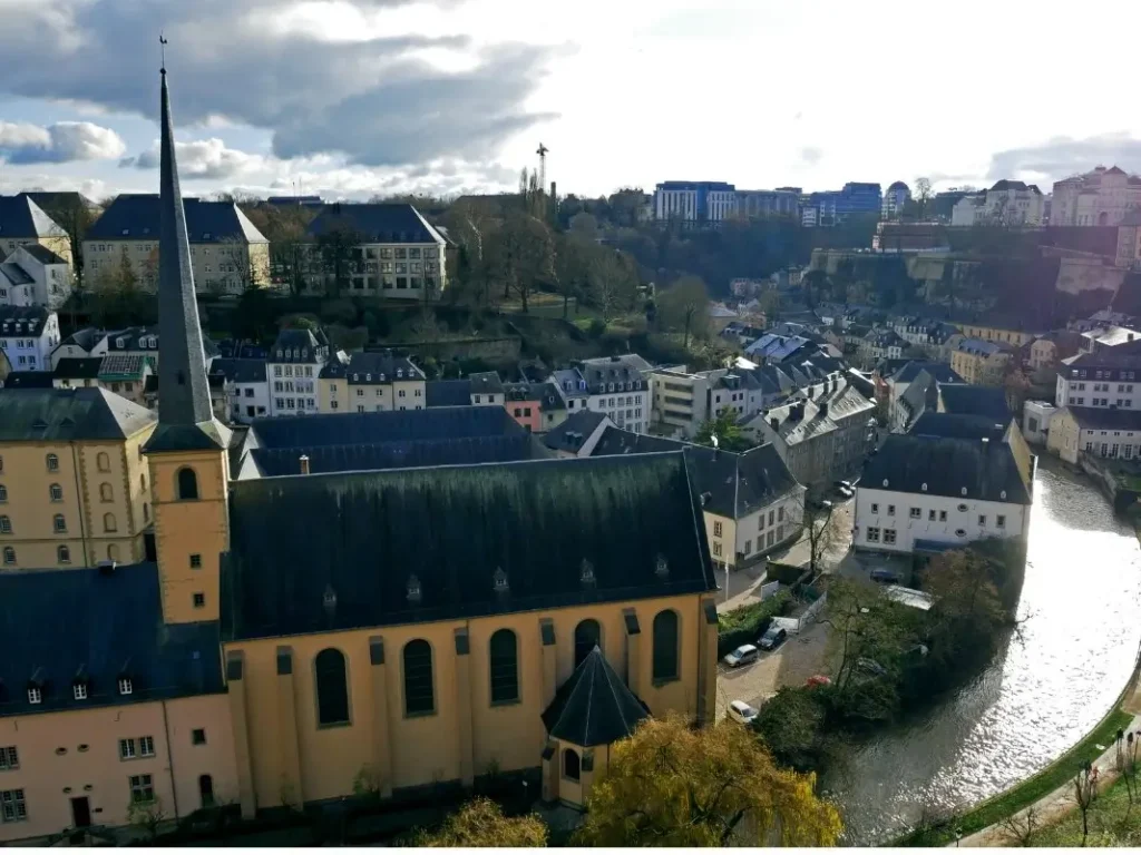 View of Luxembourg City from Chemin de la Corniche.