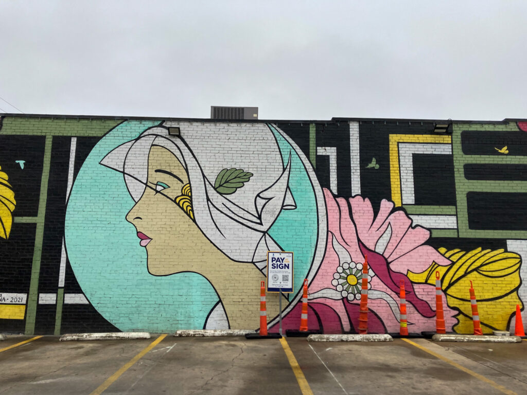 1920s floral lady Mural in Deep Ellum, Dallas