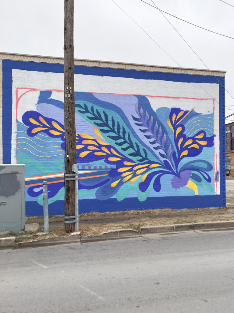 pretty Floral Graffiti Wall Mural in Deep Ellum
