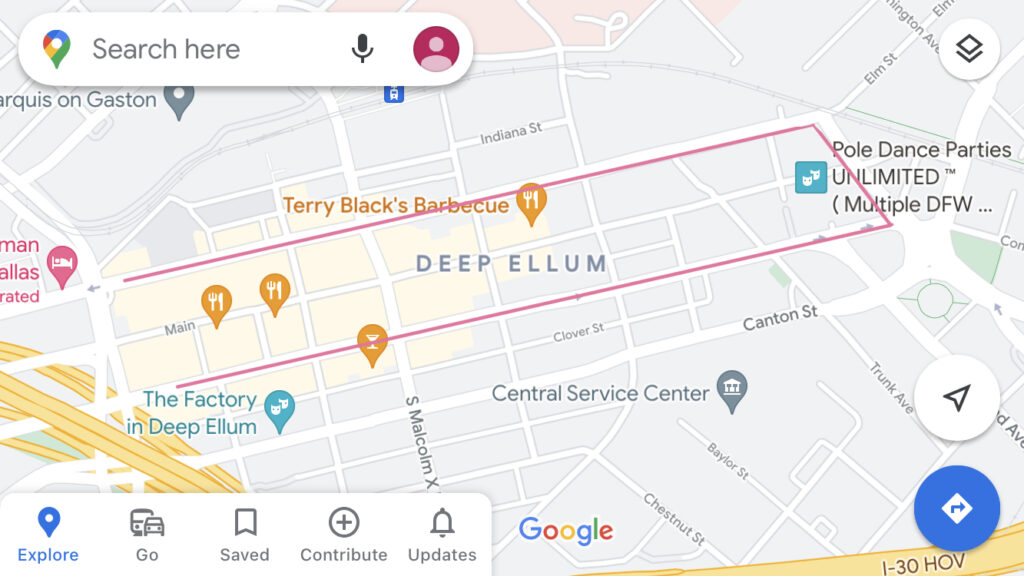 map to the girly murals at Deep Ellum, Dallas