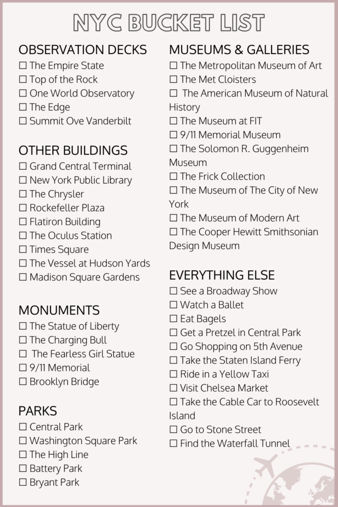 Manhattan - New York City bucket list