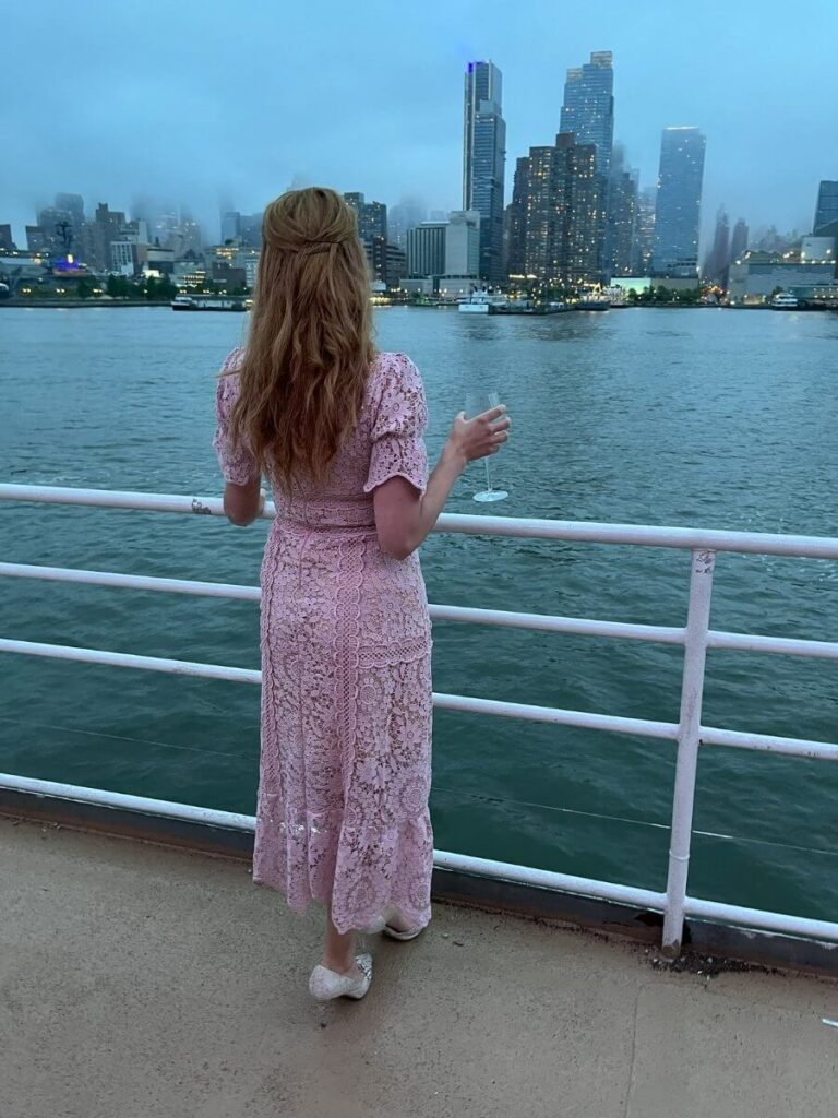 Looking out over the view from the Wine and Cheese New York River Cruise