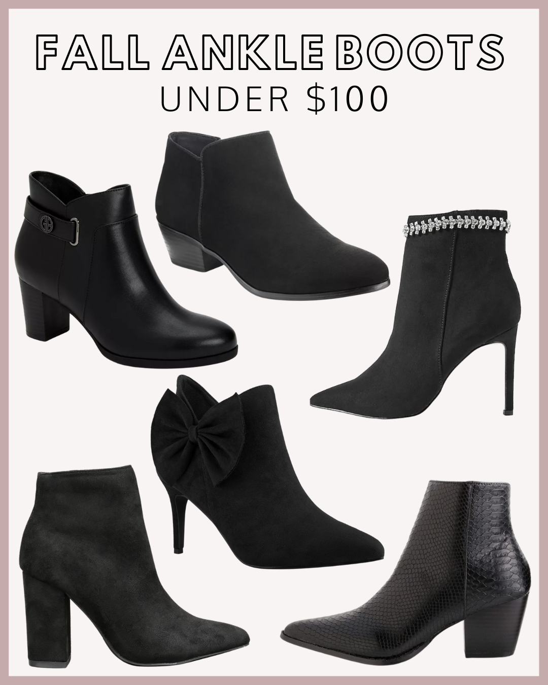 Black autumn or fall Ankle boots