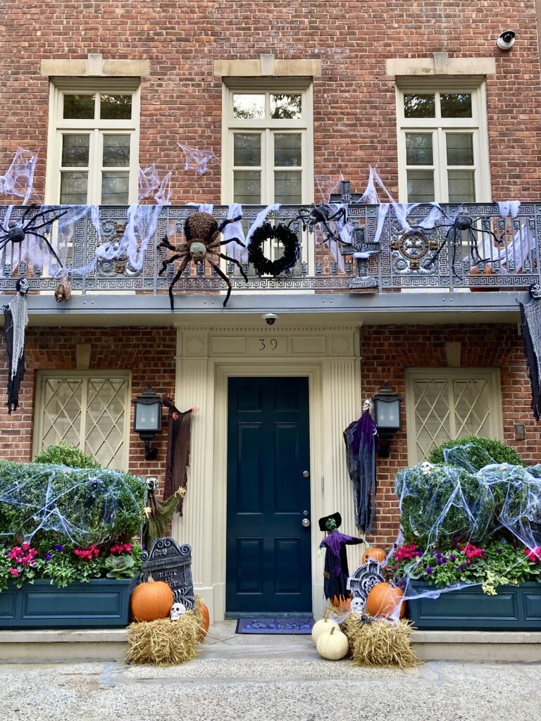 Halloween Decorations on a house on EAST 74TH STREET New York