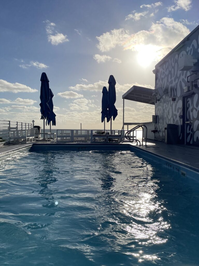 The Rooftop Pool at our hotel in South Beach Miami, our kids favourite acivity!