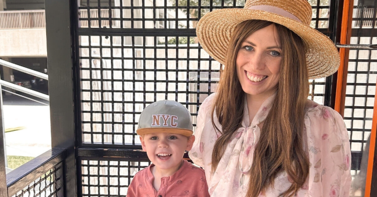Mum in the City and her son on Angels Flight Railway in Los Angeles