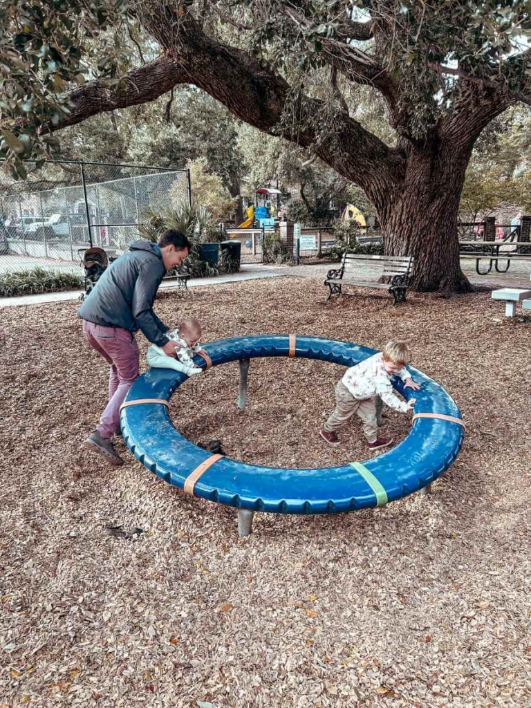 Children playing in Hazel Parker Playground, a fun thing to do in Charleston SC with kids