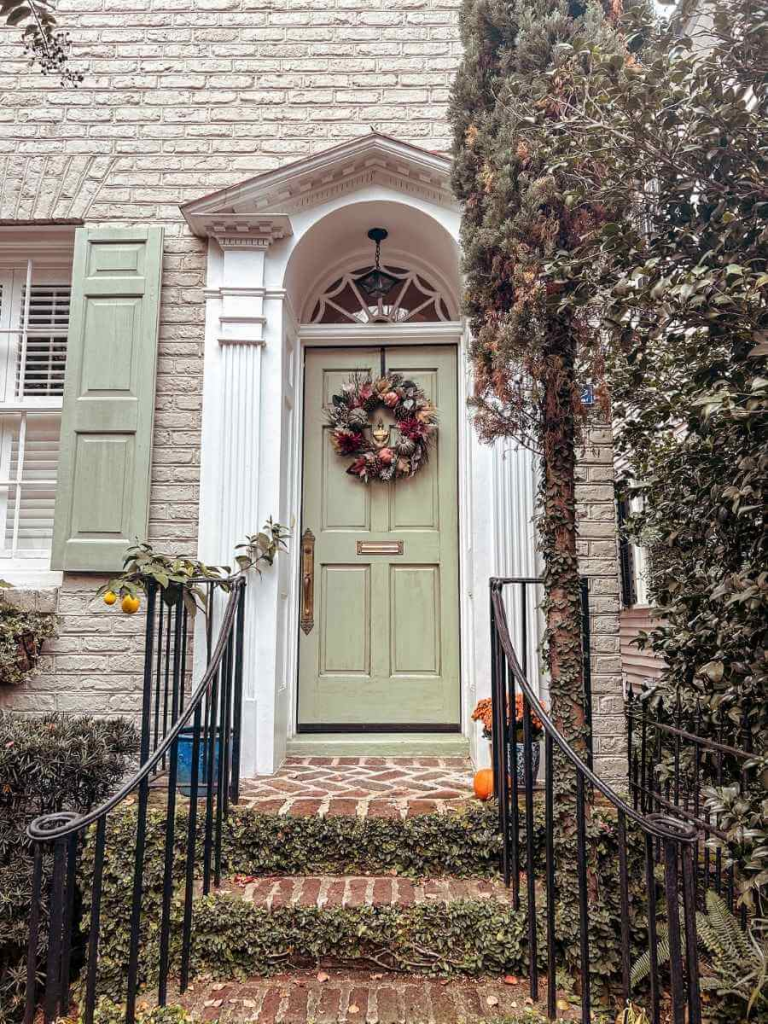 A beautiful fall door on a House in Ansonborough, Charleston