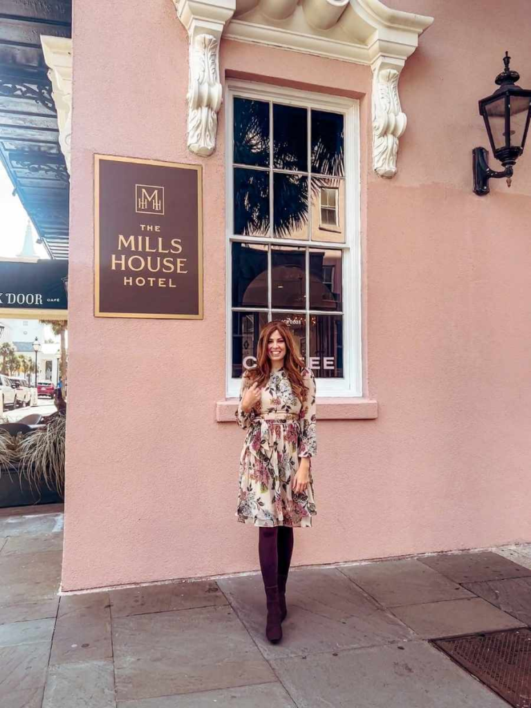 The Mill House Hotel in Charleston, another pretty, pink Instagram location.