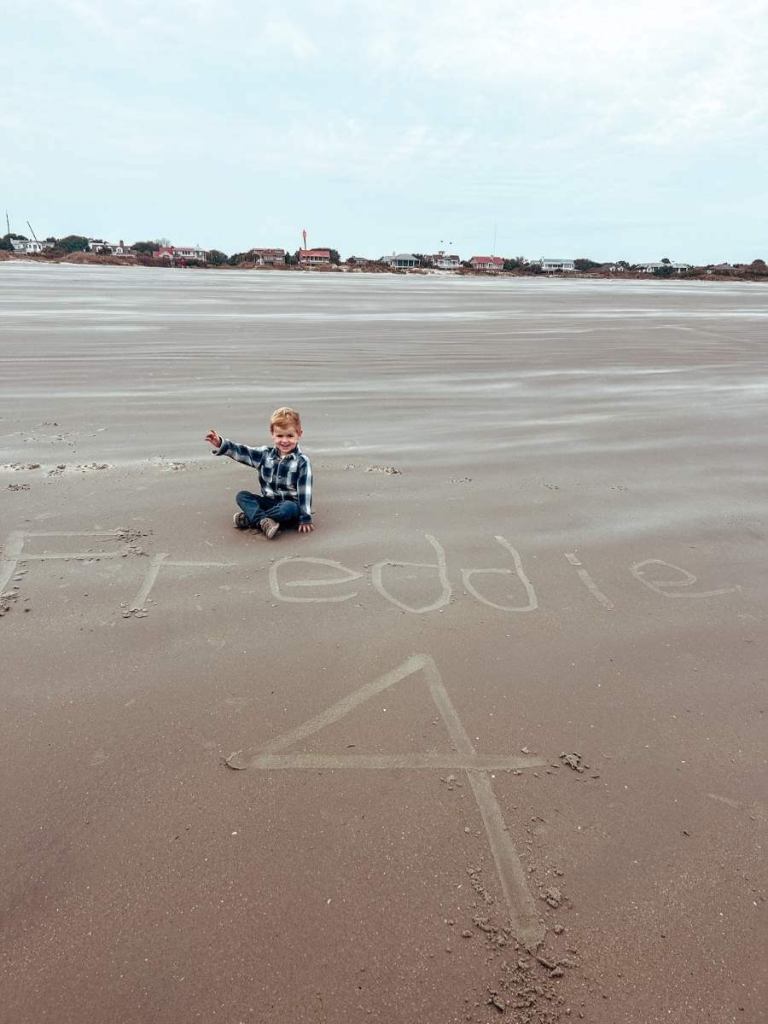 Celebrating a 4th birthday on the beach at Sullivans Island in Charleston