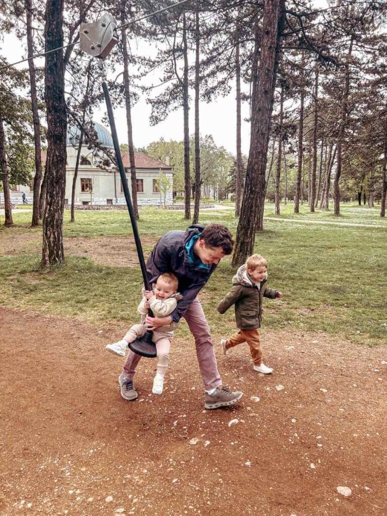 Enjoying the Children’s playground in Niksic Montenegro with kids