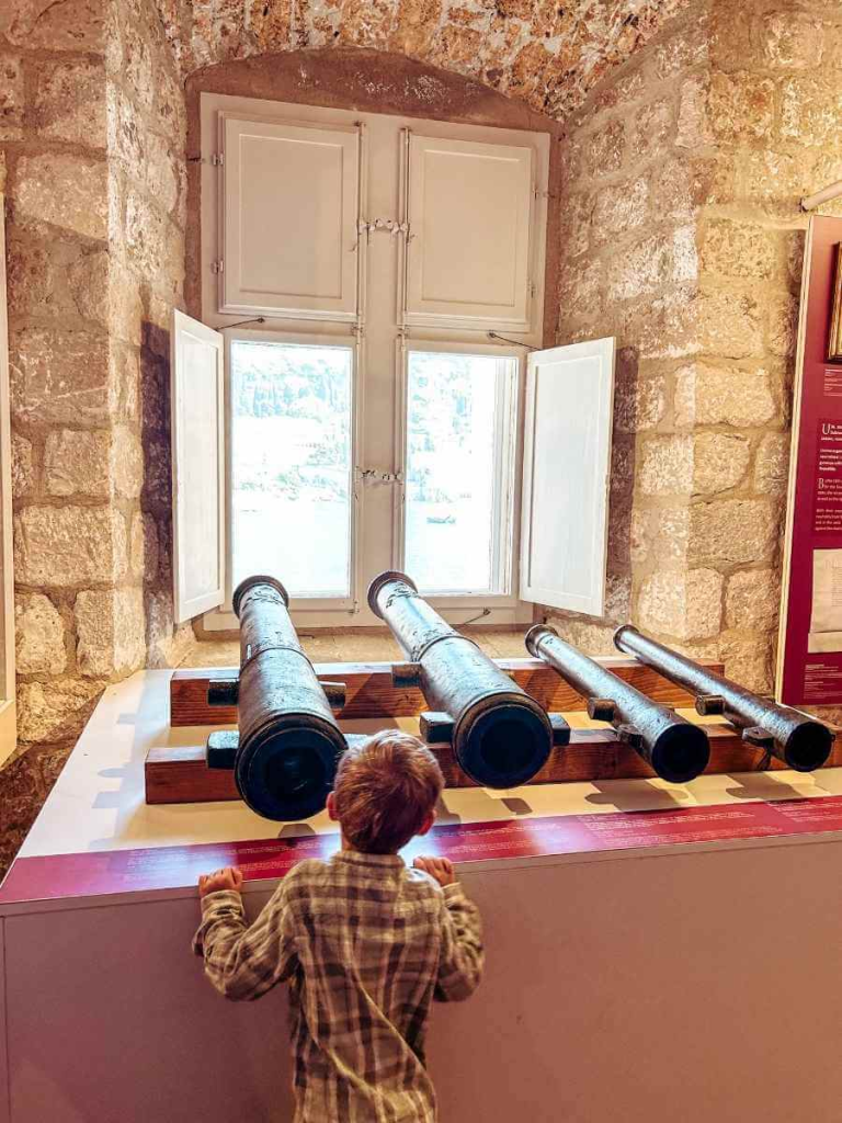 Enjoying the Dubrovnik Maritime Museum during the city walls walk with kids