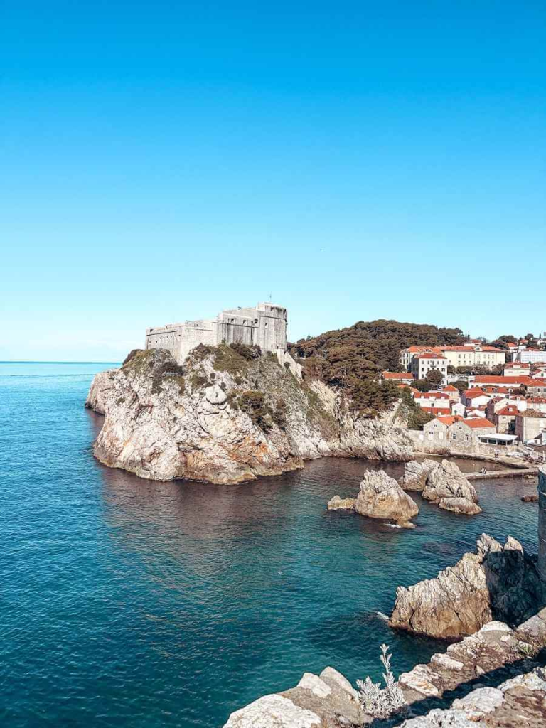 A beautiful scenic view of cliffs and blue sky form the walls.