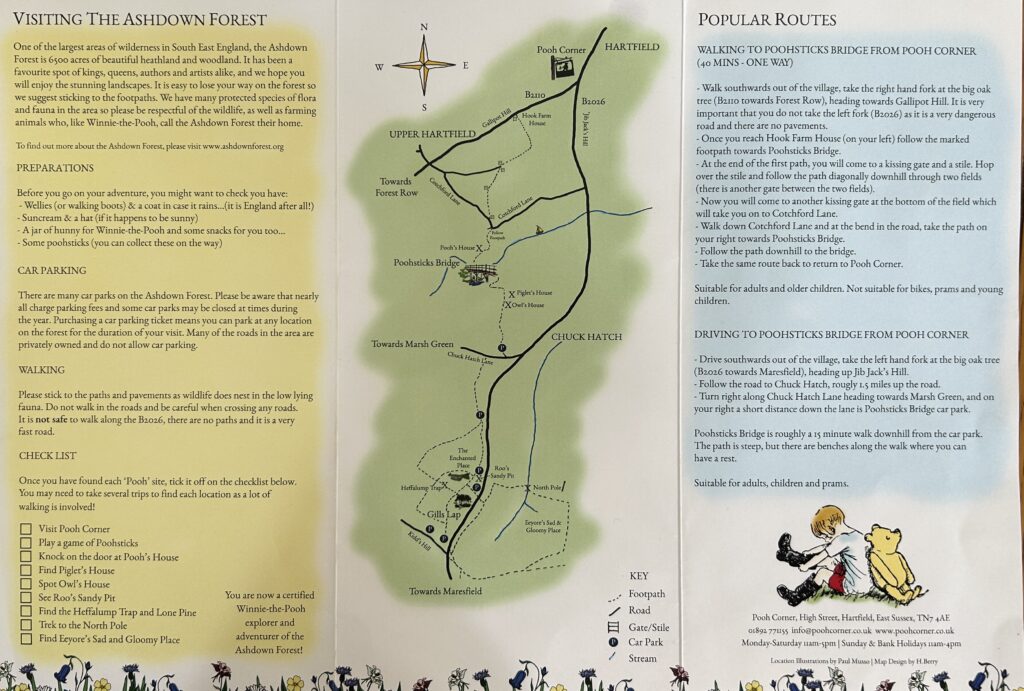 Map of the Ashdown Forest and Pooh Corner