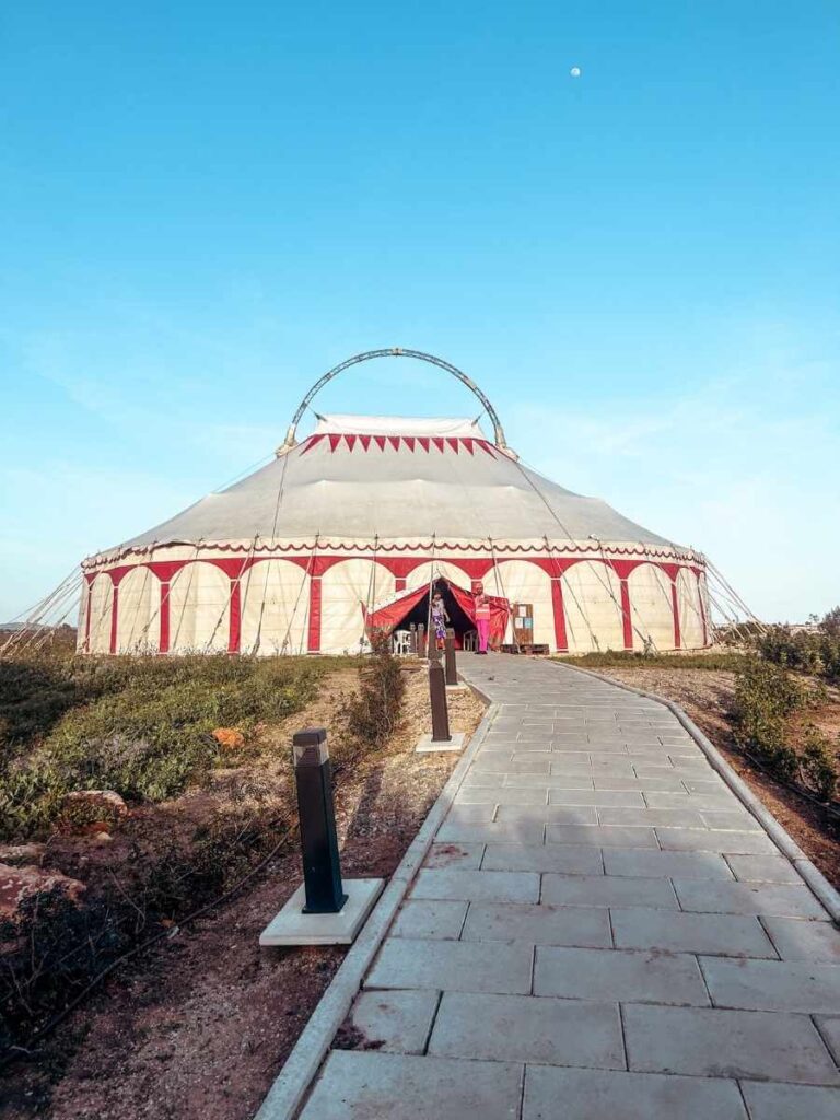 Bright circus-style tent set up for children’s entertainment at Eden Resort in Albufeira