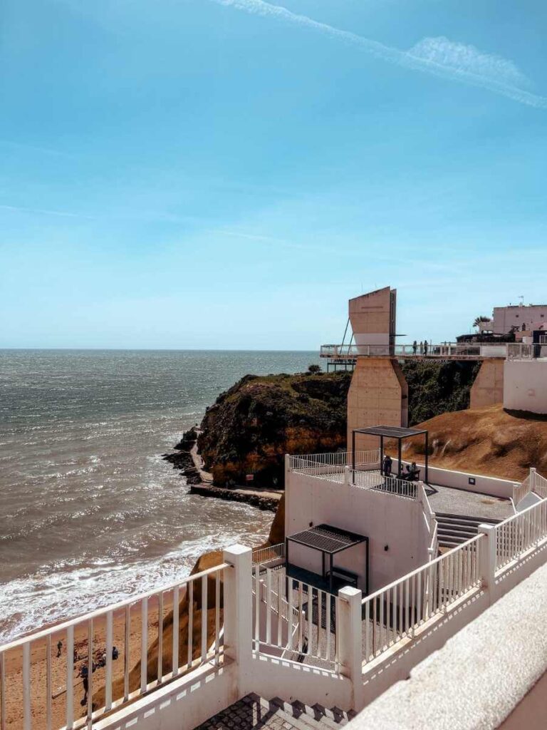 The Elevador do Peneco lift in Albufeira taking visitors down to Praia dos Pescadores