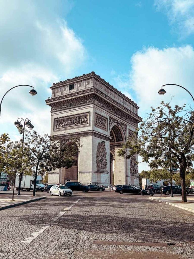 Arc de Triomphe on a sunny day, one of the best things to do in Paris with toddlers
