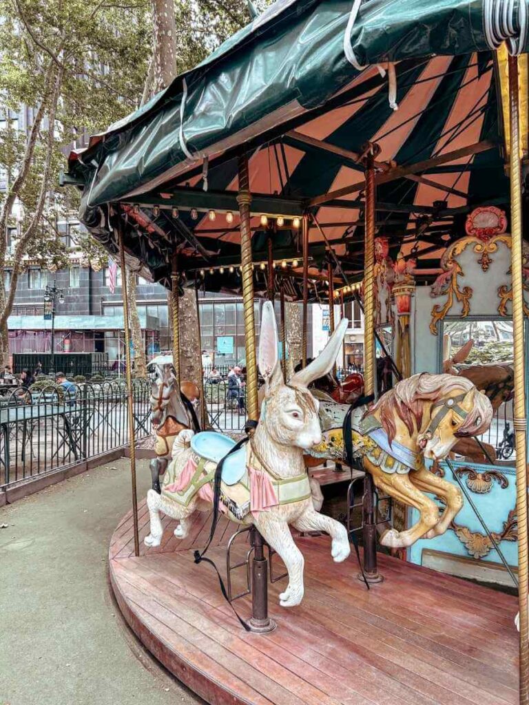 The Carousel in Bryant Park, a fun activity for kids when visiting NYC as a family