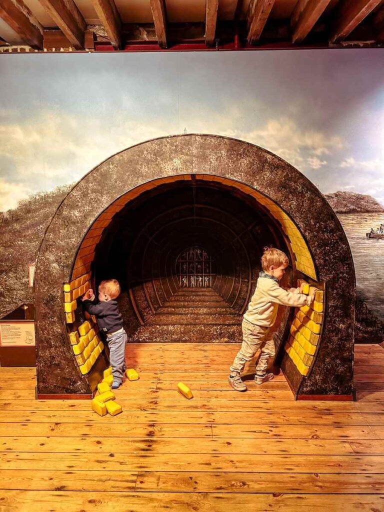 Children’s building blocks activity at the Museum of London Docklands