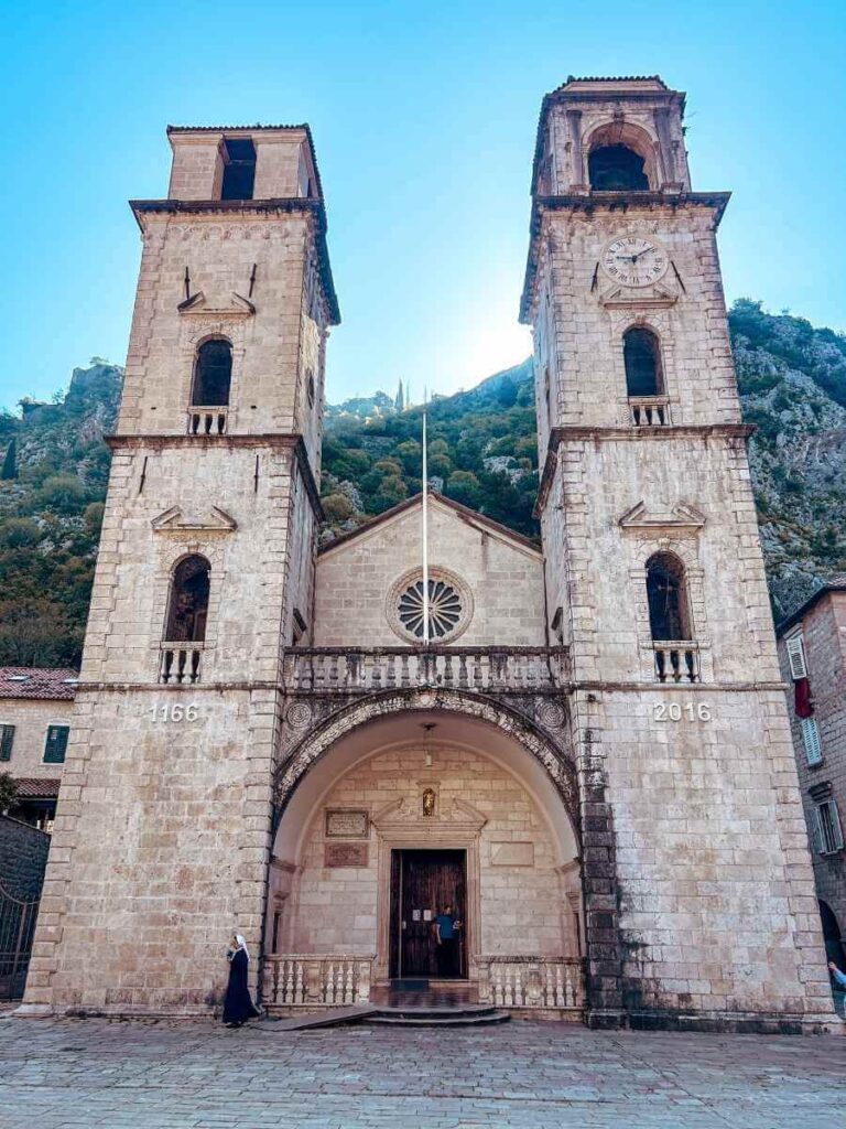 Historic church building in the heart of Kotor Old Town, Montenegro.