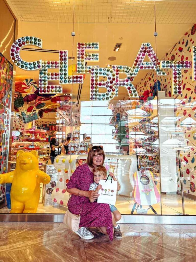 Colorful candy displays at Dylan’s Candy Bar at Hudson Yards — a fun stop for kids