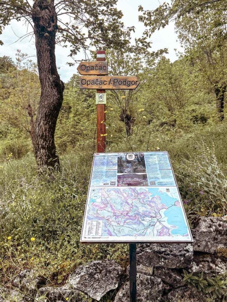 Final Trail markers guiding the way to the Dupalo hike near Virpazar