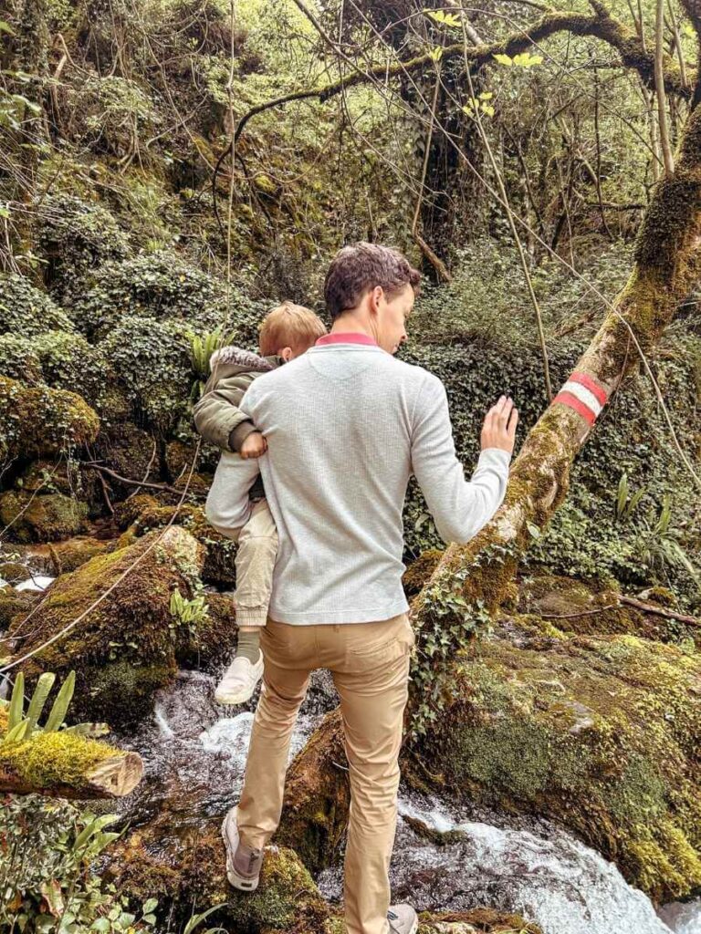Father and son hiking the Dupalo trail in Lake Skadar National Park