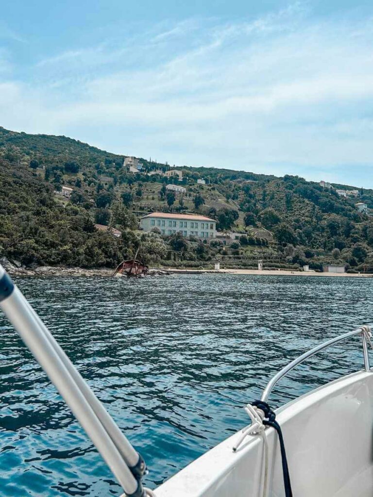 Scenic view of Johnny Depp’s coastal mansion near Kotor, seen from the water