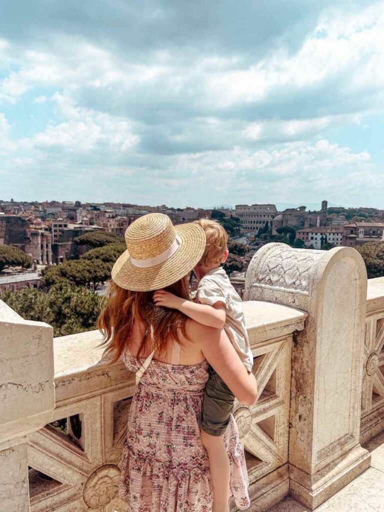 Mother and child admiring the view from the top of the Victor Emmanuel Monument