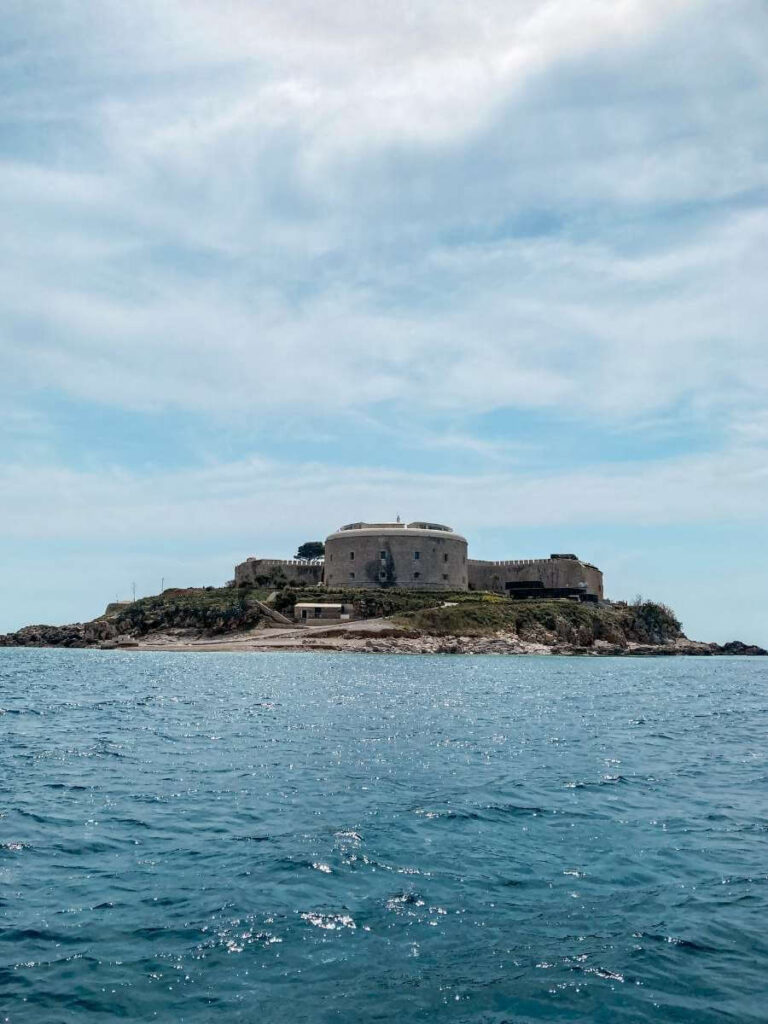 View of Mamula Island fortress in Montenegro, taken during a Kotor boat tour