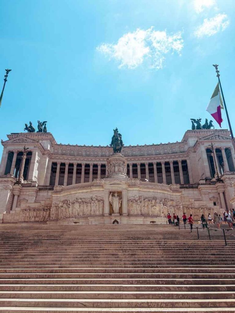 The grand white marble Monument to Victor Emmanuel II in Rome
