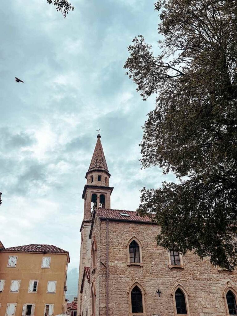 Architectural details of a church in Budva Old Town