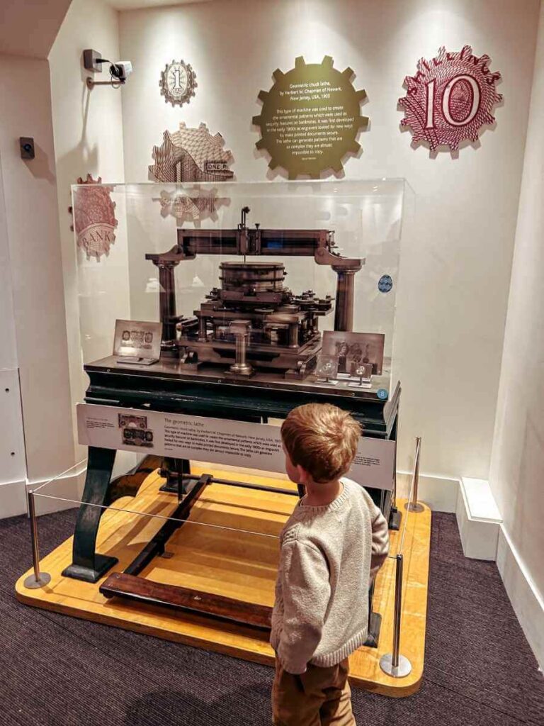 Historic printing press on display at the Bank of England Museum
