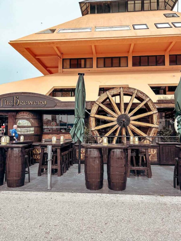 “Exterior of an Irish pub in Vilamoura with outdoor seating, where we enjoyed a family meal