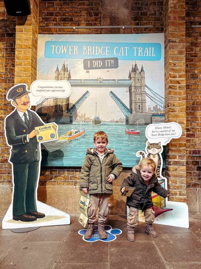 Children completing the family activity trail inside Tower Bridge in London