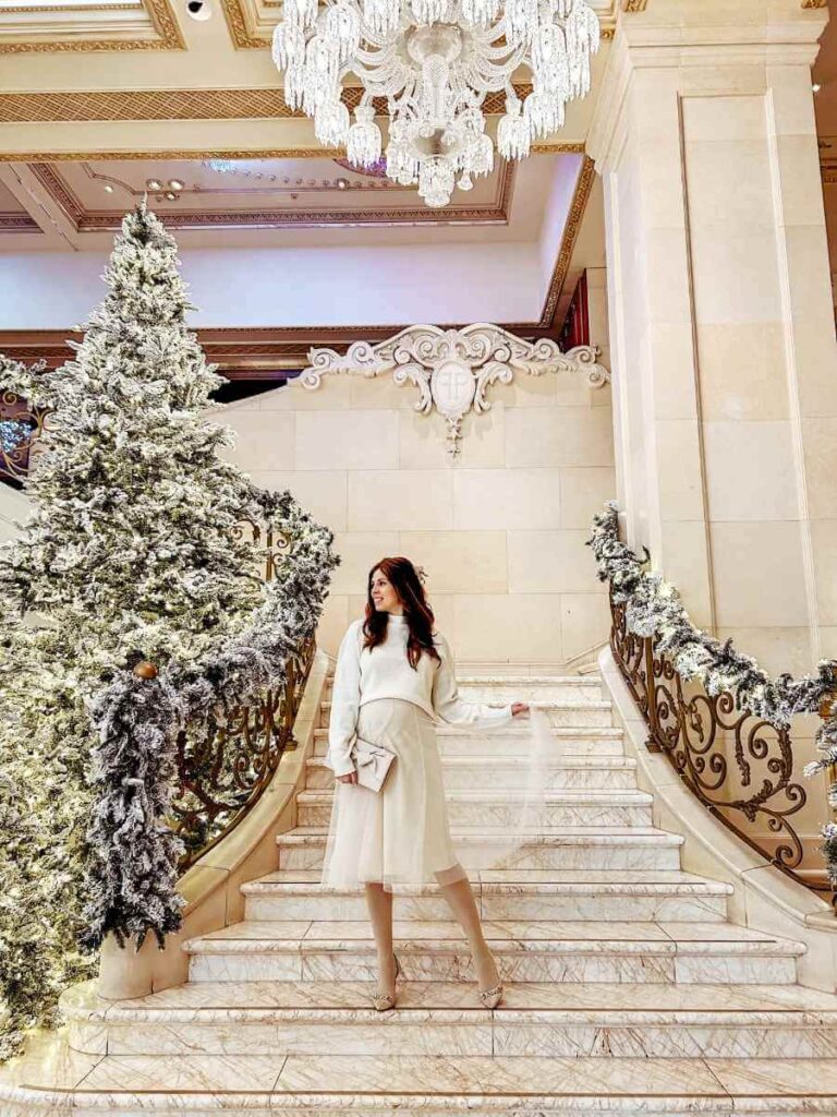 Elegant interior of the Plaza Hotel at Christmas