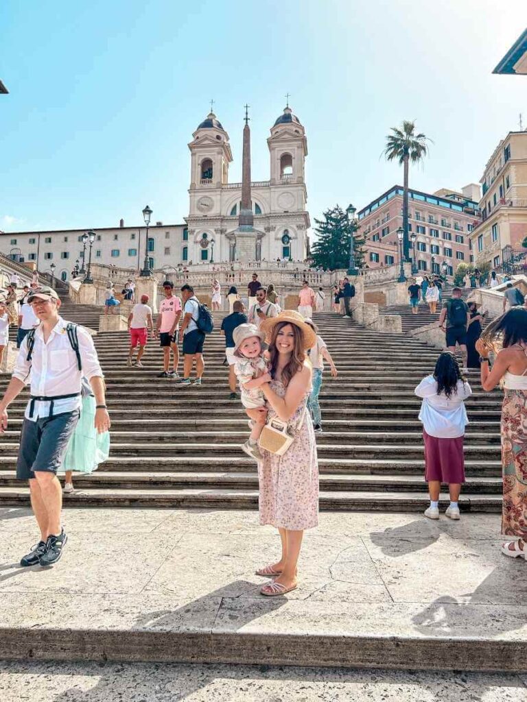 Mother and Son on the iconic Spanish Steps. A must visit when in Rome Italy for 3 days