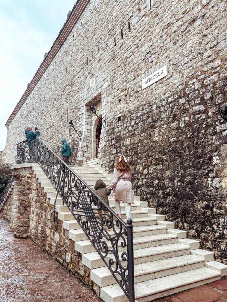 Me and my son climbing the stone steps of the Citadel in Budva’s Old Town