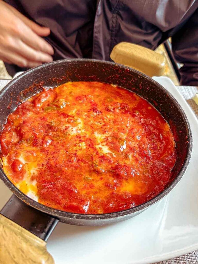 Fresh tomato dish breakfast plate served at café Beatrice in Budva