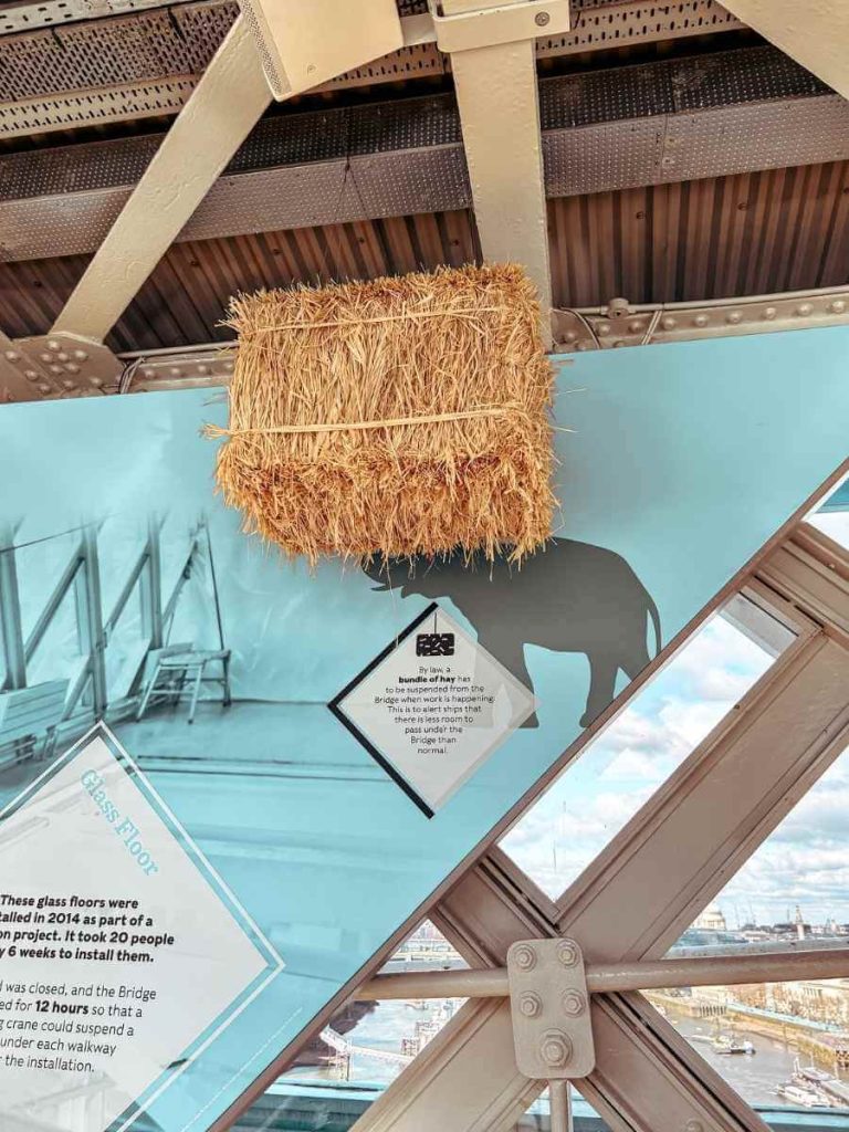 Informational wall inside with facts about Tower Bridge for Children