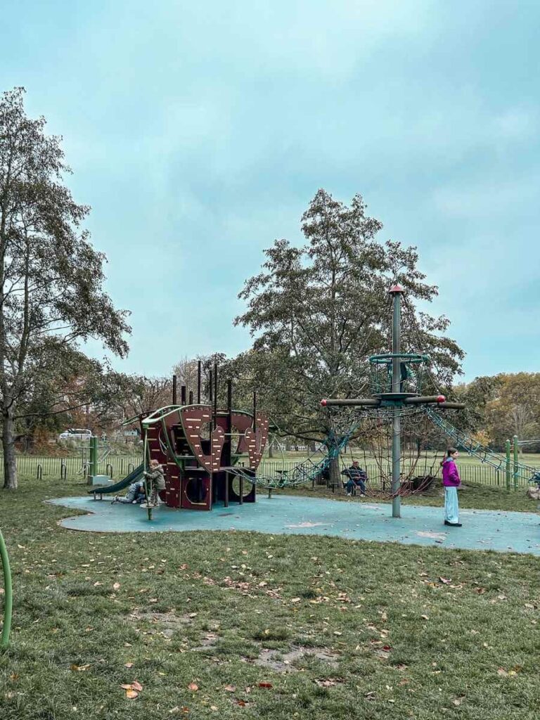 Jesus Green Playground in Cambridge, ideal for families before or after a punting tour.