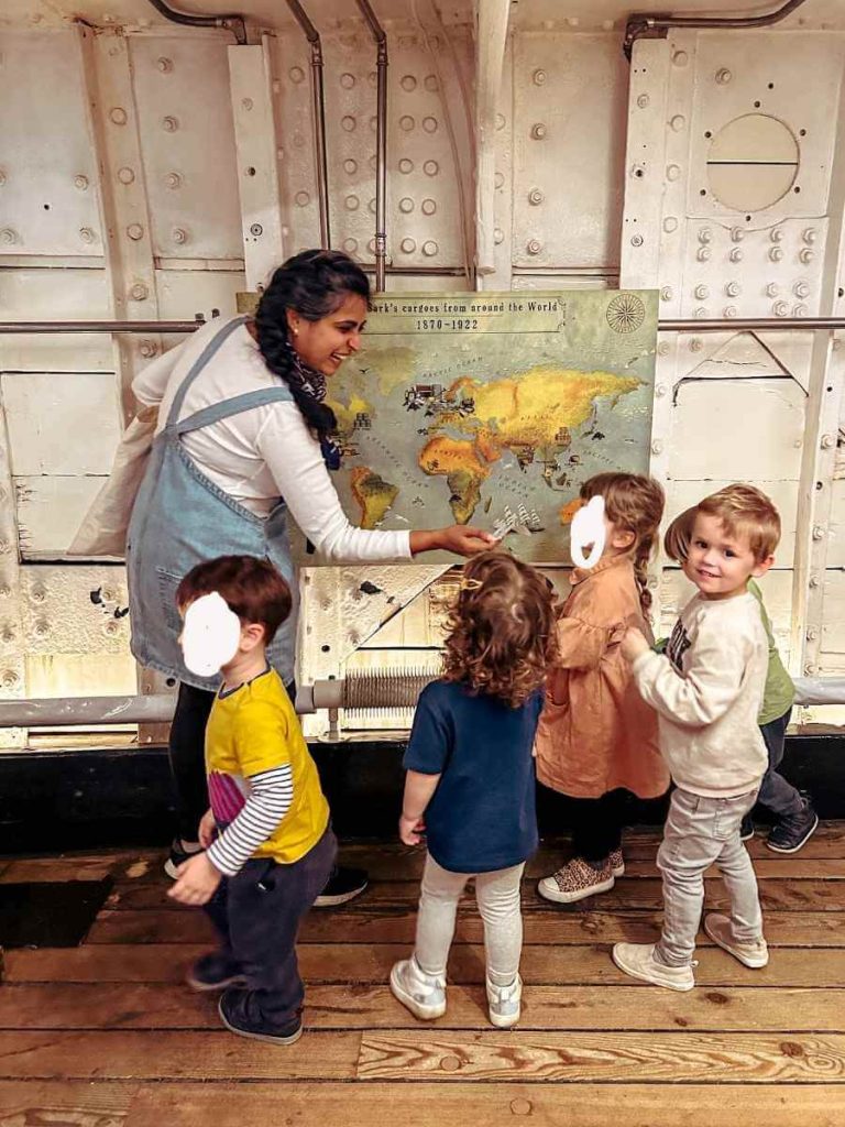 Hands-on learning and play during the Shipmates toddler class aboard the Cutty Sark.