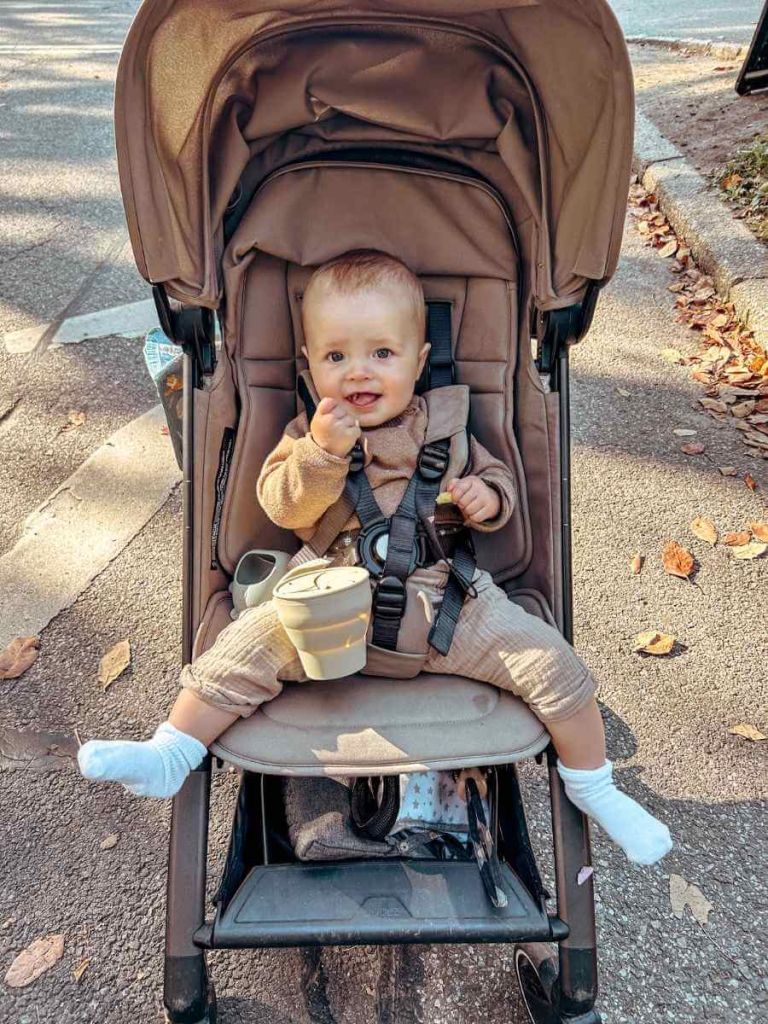 My baby sitting comfortably in the Joolz Aer+  a lightweight stroller perfect for travel and everyday use.

