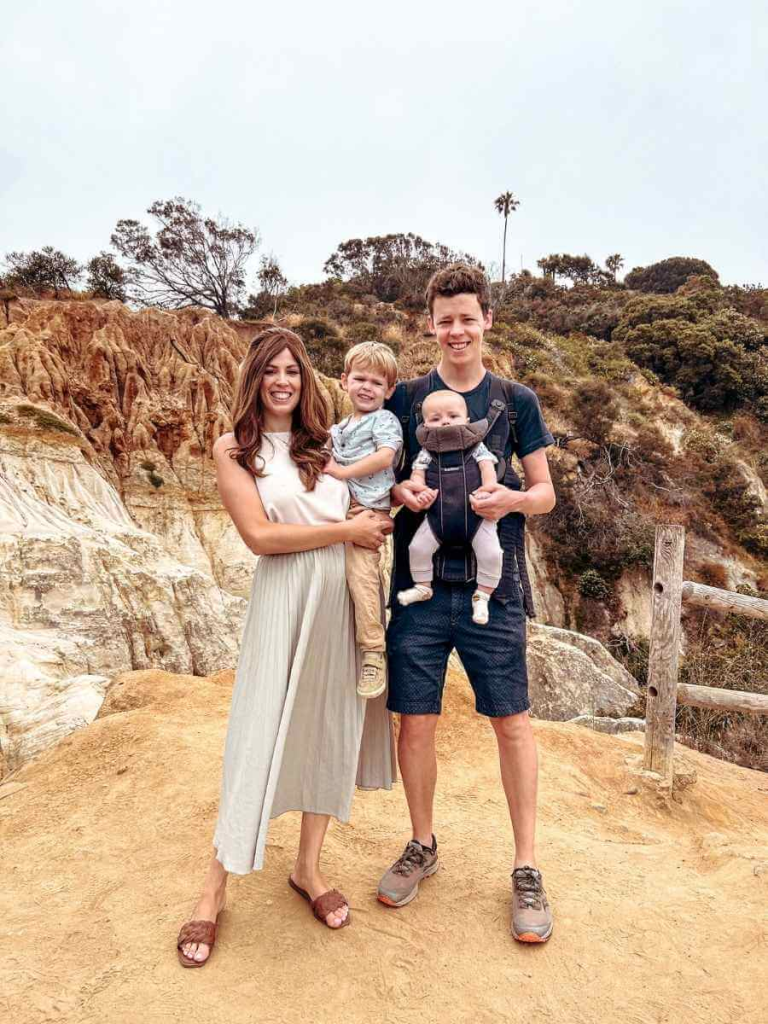 Family photo at the top of Annie’s Canyon Trail during a family trip to San Diego