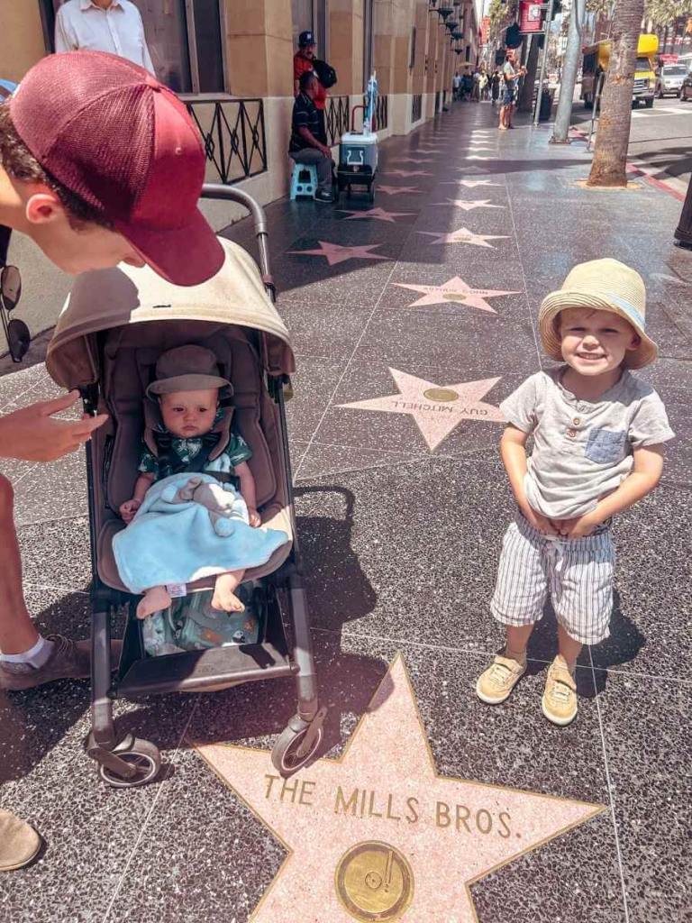 My kids next to the Mills Bros star on Hollywood Boulevard.