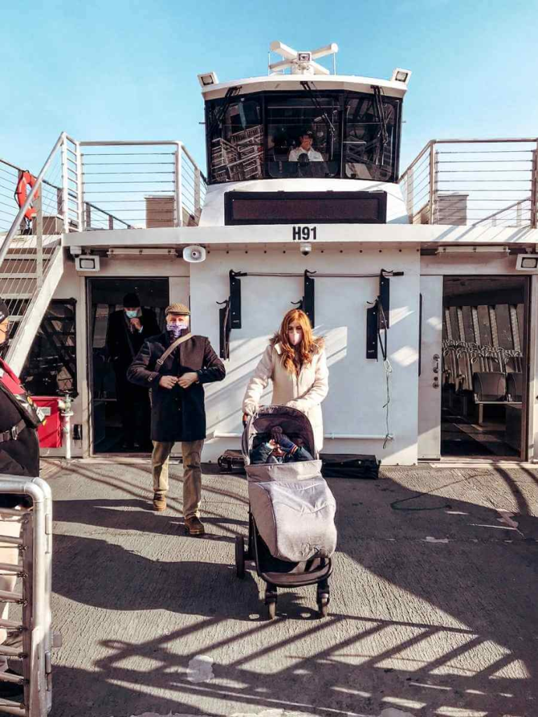 Disembarking the NYC Ferry – a scenic and affordable alternative way to explore New York City’s hidden gems.