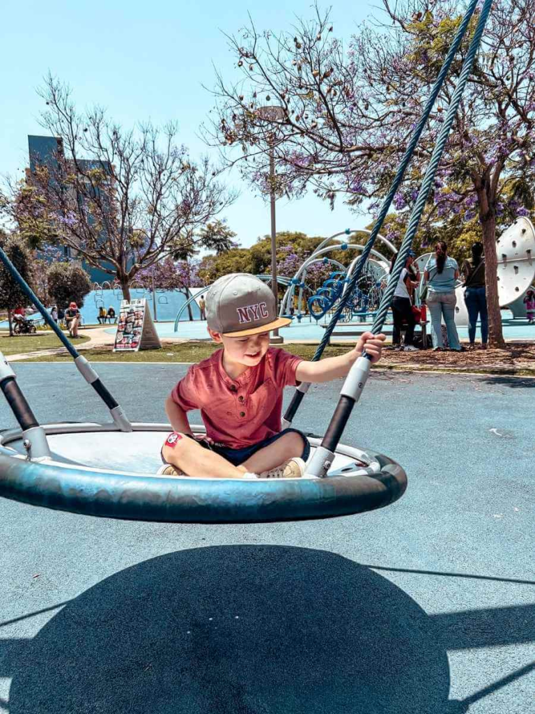 San Diego’s Waterfront Park playground, a fun spot for young kids to explore during a family trip