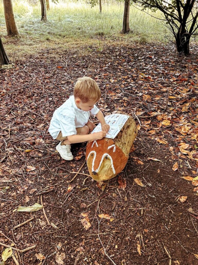 Walking the Beachwood Nature Trail, one of the best things to do in the Cotswolds for kids
