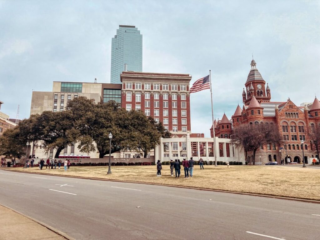 The historic Dealey Plaza in Dallas where John F Kennedy was assassinated. 