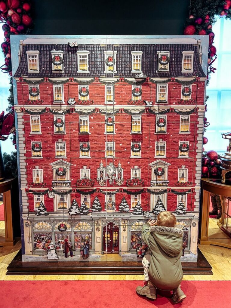 Giant advent calendar on display in Fortnum and Mason